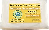 100 Vacuum Sealer Bags: Quart Size (8" x 12") by OutOfAir Works with FoodSaver & Other Machines - 33% Thicker BPA Free FDA Approved, Commercial Grade, 8 x 12 inches
