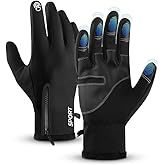 AURUZA Zipper Winter Gloves for Men Women, Thermal Touchscreen Gloves Waterproof Windproof for Cycling, Skiing, Running & Cold Weather