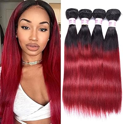 Top Hair Malaysian Ombre Burgundy Hair Extensions Black To Red