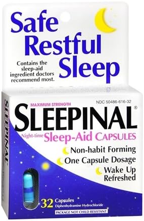 Sleepinal Sleep-Aid Capsules Maximum Strength, 32 ea (Pack of 4)