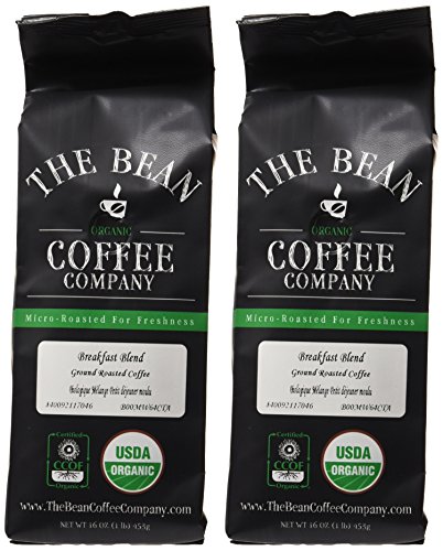 The Bean Coffee Company Organic Breakfast Blend, Light Roast, Whole Bean, 16-Ounce Bag