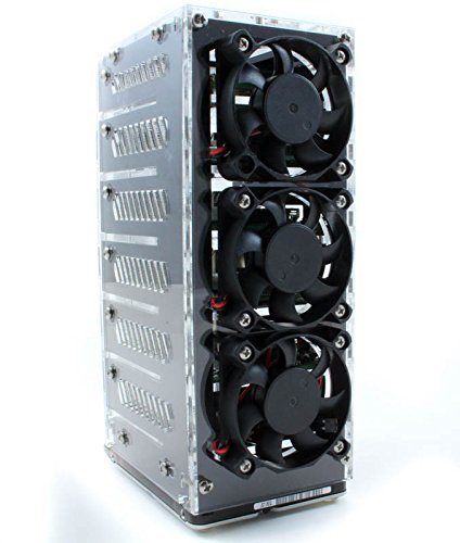 Bramble Box: 4 or 6 Stack Fan CASE for Raspberry Pi3, Pi2 & PiDrive (Black Ice or Wood) ~ by C4Labs (6 Stack, Black Ice)