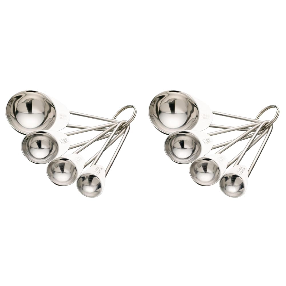 KitchenCraft Stainless Steel Measuring Spoons Set, 4 Pieces (Pack of 2)