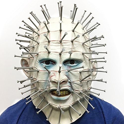 Demi Sharky Novelty Halloween Cosplay Party Latex Full Nail Head Cap Costume Headpiece for Adult-white