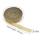 4 Row 0.79Inch Acrylic Sparkling Rhinestone Diamond Mesh Ribbon for Wedding Cakes, Birthday Decorations, Baby Shower Events and Arts and Crafts Projects,10 Yard,1 Roll (Gold)