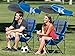 Kelsyus Premium Portable Camping Folding Outdoor Lawn Chair w/50+ UPF Canopy, Cup Holder, & Carry Strap, for Sports, Beach, Lake, Blue & Gray (2 Pack)