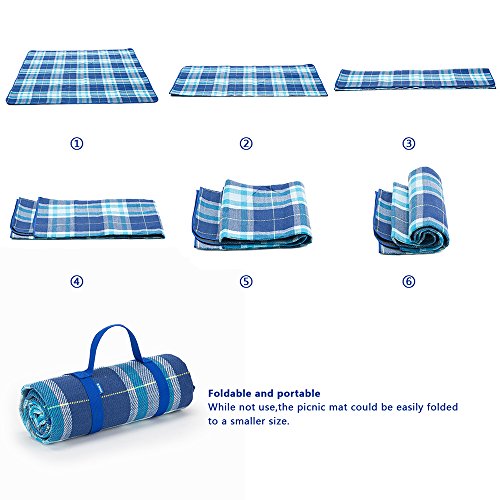 YONOVO Outdoor Water-Resistant Acrylic Picnic Blanket for Camping Beach Outdoor (Blue-A-1.5M) - Thumbnail 6