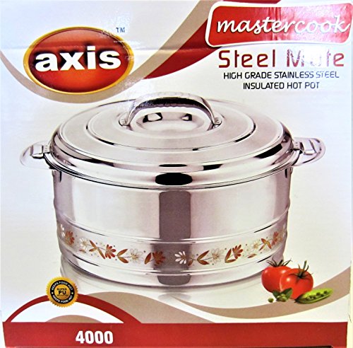 Mastercook Axis Steel Mate Stainless Steel Insulated Hot Pot 2 Sizes 3000ml 4000ml (4000ml)