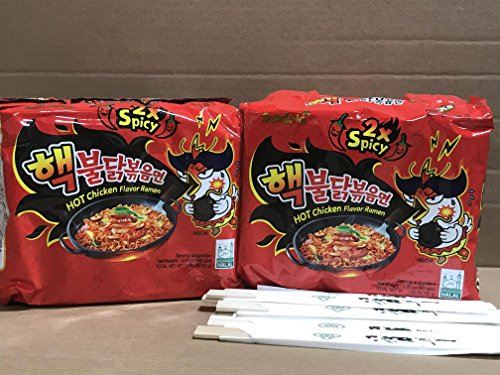 KC Commerce Samyang Hot Chicken Noodle 140g Pack of 10 With FREE Chopsticks (Double Spicy)