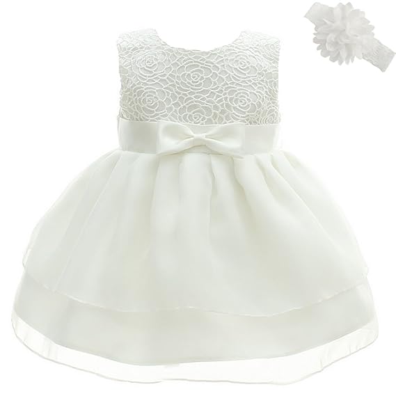 AHAHA Baby Mädchen Prinzessin Kleid Blumenmädchenkleid Taufkleid Festlich Kleid Hochzeit Partykleid Festzug Babybekleidung