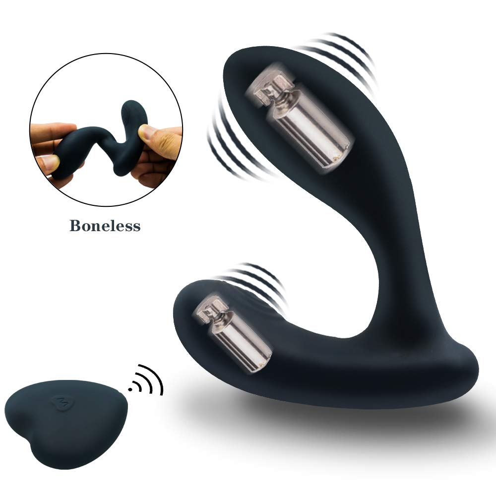 Prostate Massager, Anal Vibrator with Dual Motors/10 Frequency Modes/USB Rechargale/Whisper Quiet/Wireless Remote Control, Waterproof Personal Massager Sex G-Spot Anal Toys for Man Women Adult (Black)