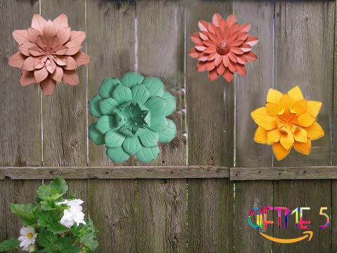 GIFTME 5 Dusty Light Pink Floral Metal Wall Art Decor(11.5x2 inch)