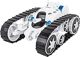 7TECH RC Tank battle Stunt Car, Remote Control Tank with LED Lights Music Transformation 360°Flip White