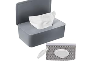 CHIMNE Baby Wipes Dispenser Wipe Container Holder with Lids for Portable Travel Napkin Tissue Storage Case Box,Keeps Wet Tissue Fresh,Flushable Wipes Pouch Case Container for Bathroom Baby Nursery (Grey)