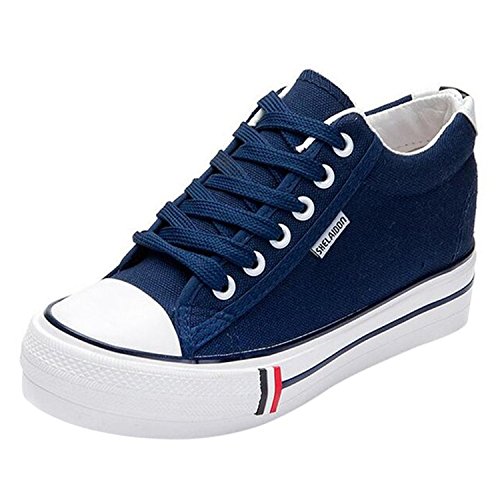HighFS Women's Platform Canvas Low Top Lace up Sneakers