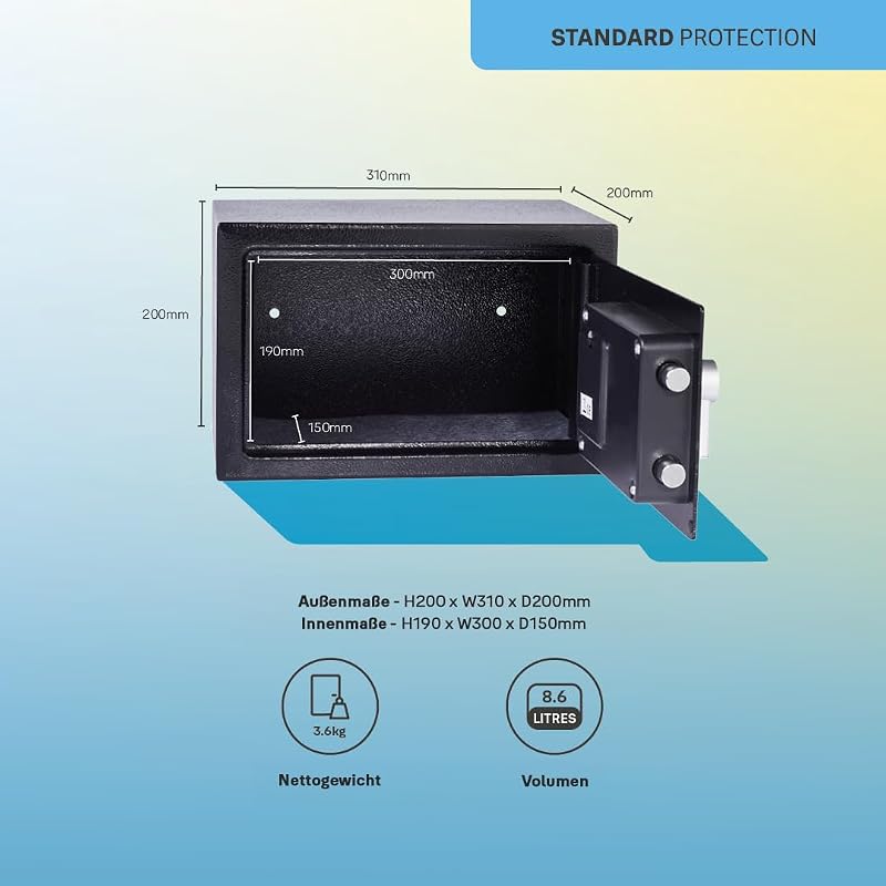Elektronischer Tresor - YSV/200/DB2 - Klein - Schwarz - Standardsicherheit