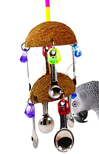 Bonka Bird Toys 1500 Duo Coco Spoon Bird Toy parrot cage toys cages african grey cockatoo macaw. Quality Product Hand Made in The USA.