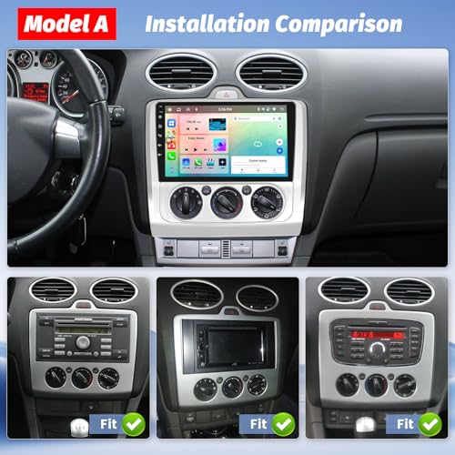 Hikity 4G 64G 8Cores Android 15 Car Radio for Ford Focus Mk2 Mk3 Exi MT 2 3 2004-2011 Carplay Wireless Android Auto 9'' Radio with GPS Bluetooth WiFi RDS DSP 3 Shared Screen SWC Backup Camera