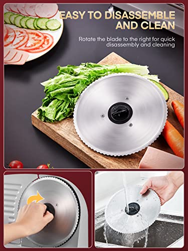 Meat Slicer with 2 * 19cm Blade, Electric Bread Slicer Machine for Home Use 200W, FOHERE Deli Food Cutter, 0-15mm Adjustable Thickness for Cheese, Bread, Include Safety Food Pusher, Silver