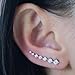 Zittop Ear Crawlers 7 Crystals Silver Plated Curved Vine Bar Earrings Cuff Rhinestone Climber Pins