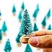 18pcs Multicolor Mini Pine Trees Frosted Sisal Trees with Wood Base Bottle Brush Trees Plastic Winter Snow Ornaments Tabletop Trees for Crafting, Displaying and Decoration