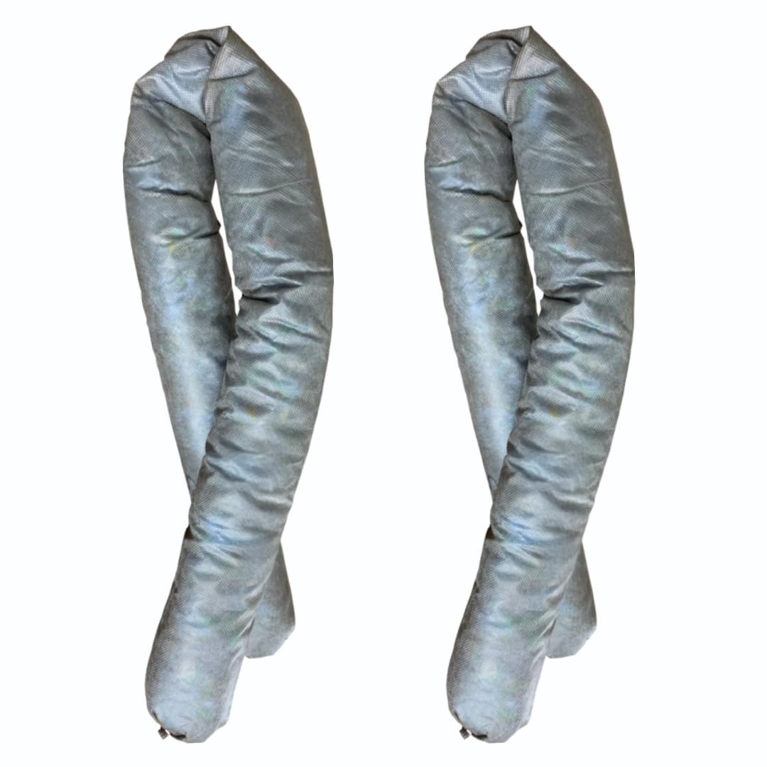 BearTOOLS Spill Control Absorbent Sock, For Cleanup of Non-Aggressive Oil & Water Based Fluids, Indoor/Outdoor Use, Made in UK - 1.2M x 76MM, 8L Maximum Absorption Capacity (2-pack)