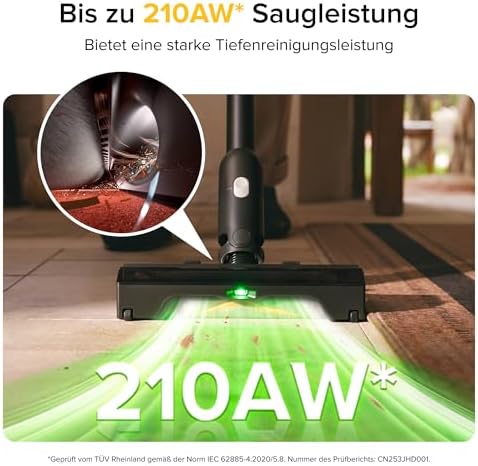 H60 Ultra Akku Staubsauger, 210AW Saugleistung, 90Min Max Laufzeit