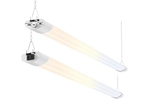 ALUSSO® 5CCT LED Shop Lights for Workshop 4FT, 4800LM Super Bright Garage Ceiling Lights, 20W 30W 40W Adjustable, 2700K 3000K 4000K 5000K 6500K Selectable Basement Warehouse Lighting, ETL, 2 Pack