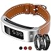 C2D JOY Leather Strap Compatible with Garmin vivofit (1st)/2 Silver Metal Case with Replacement Band - Brown
