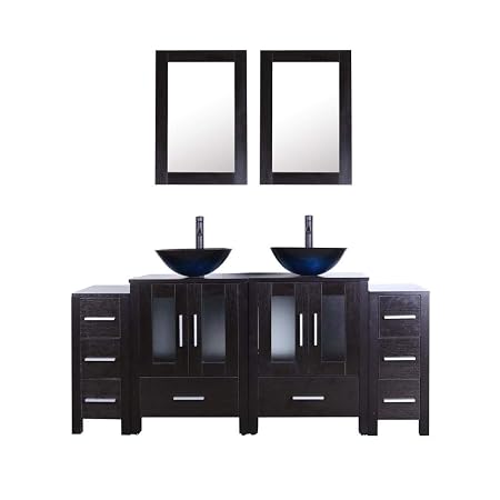 72" Black Bathroom Vanity and Sink