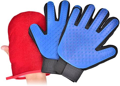 Pet Grooming Glove Right and Left Hands Efficient Pet Hair Remover Mitt,Massage Tool with Enhanced Five Finger Design,Perfect for Dogs &amp; Cats with Long &amp; Short Fur Against Summer Shedding