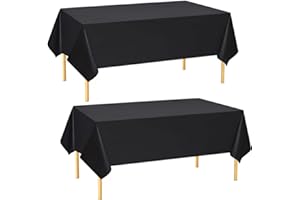 ZGORENDZ 2 Pack Tablecloths 54 x 108 Inch Black Table Covers Disposable Decorative Table Cloths for Dining, Buffet Party and Camping