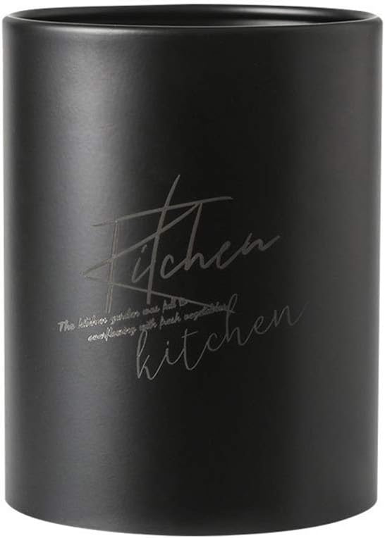 Utensil Storage Pot, Stainless Steel Kitchen Utensil Holder 13 10 Cm Metal Utensil Crock Utensil Crock Flatware Caddy,Black,B