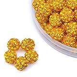 iCherry(TM) 10mm 100pcs/Lot Yellow Clay Pave Disco Ball for Rhinestone Crystal Shamballa Beads Charms Jewelry Makings