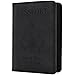 KINGMAS Passport Holder Cover, Vaccine Card Holder RFID Blocking Travel Passport Wallet Leather Case for School Bussiness Trip Travel and Go Abroad (Black, Magnetic Buckle)