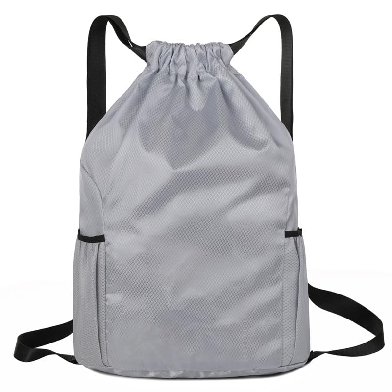 Drawstring Bag, Swim PE Bags Drawstring Gym Bag for Kids, Waterproof Swimming Sports Bag for Beach Travel Sports Swimming Gym Unisex Gym Bag - Gery