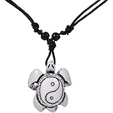 Scddboy Hawaiian Sea Turtle Pendant Necklace for Women Men - Adjustable Cord Surfer Necklace