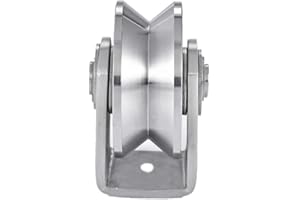 VUYBVY Stainless Steel 3in V Groove Heavy Duty Track Wheel Rigid Caster Sliding Gate Roller for Swing Sliding Gate