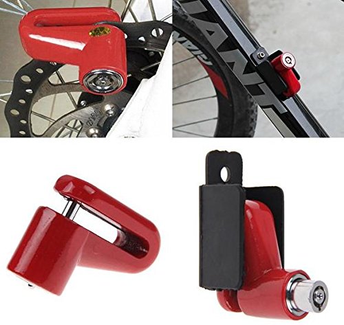Roswheel Portable Mini Anti-theft Disk Disc Brake Rotor Wheel Lock Security Lock for Scooter Bike Bicycle Motorcycle Scooter with Two Keys(Red)