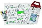 modern-twist Kids Mark-Mat Silicone Coloring Placemat with 8 Dry-Erase Markers, Monsters …