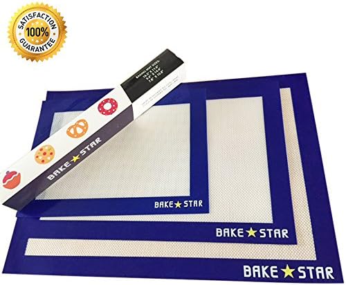 BakeStar's 3-PC Silicone Bakeware Set - Professional Grade Silicone - Baking Mats - Replaces Parchment Paper - Non-Stick, Durable - Great Gift Ideas &amp; Reusable Parchment Papers