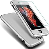iPhone SE Case, COOLQO® Full Body Coverage Ultra-thin Hard Hybrid Plastic with [Slim Tempered Glass Screen Protector] Protective Case Cover for Apple iPhone SE (2016) & iPhone 5/5S (Silver)