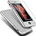 iPhone SE Case, COOLQO® Full Body Coverage Ultra-thin Hard Hybrid Plastic with [Slim Tempered Glass Screen Protector] Protective Case Cover for Apple iPhone SE (2016) & iPhone 5/5S (Silver)