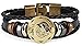 Hamoery Punk Alloy Leather Bracelet For Men Constellation Braided Rope Bracelet Bangle Wristband(Pisces)