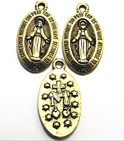 Set of Three (3) Gold Tone Pewter Miraculous Medals