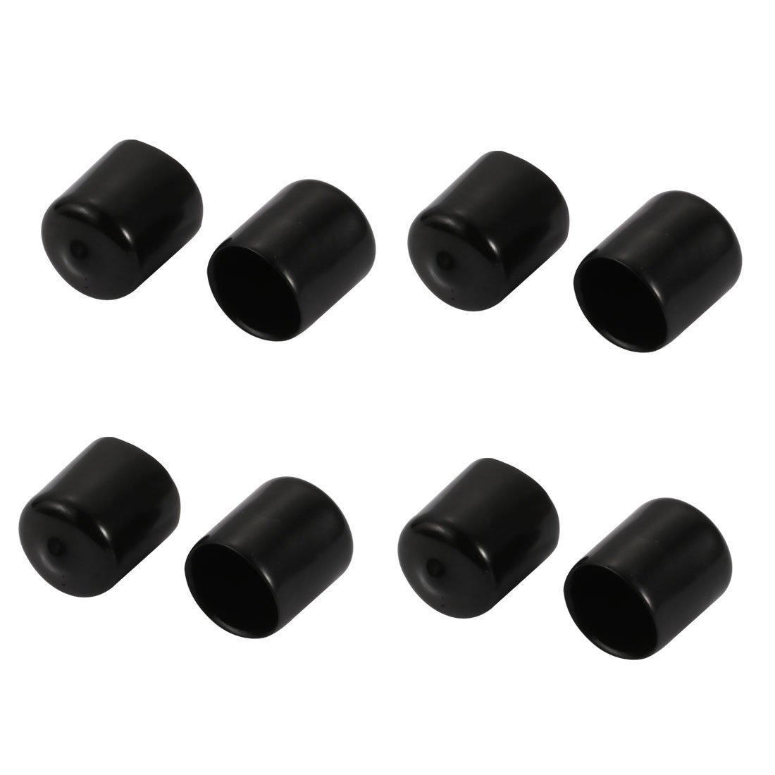 sourcingmap 8Pcs 16mm Inner Dia PVC Flexible Vinyl End Cap Screw Thread Protector Cover Black