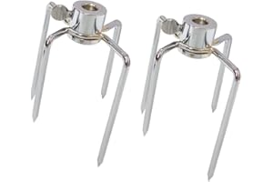 GRILLJOB 2 Pack Stainless Steel 304 Universal Grill Rotisserie Meat Forks Set - Fits 1/2-Inch and 3/8-Inch Hexagon & 3/8-Inch and 5/16-Inch Square & 1/2-Inch Round Spit Rods