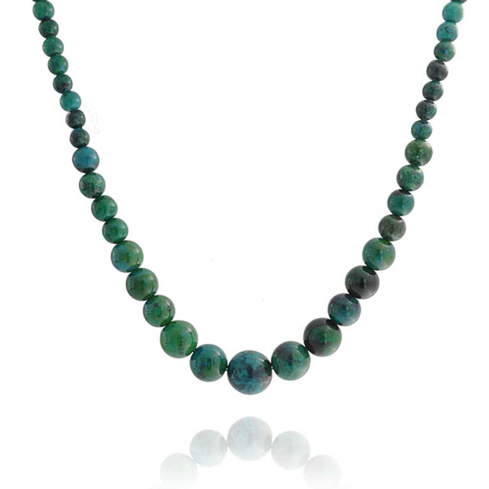 Bling Jewelry Green Simulated Turquoise Beads Necklace 18in Silver