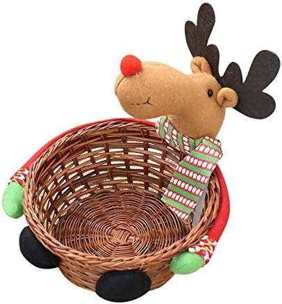 Clearance Sale!! Quistal Christmas Candy Storage Holders Xmas Toy Doll Decoration Ornament Santa/Snowman/Reindeer Basket Gift (Deer, 13 * 6CM)