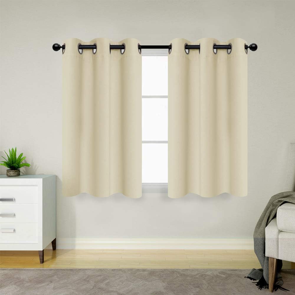 Amazon Com Beige Curtains 45 Inch Length Grommet Short Curtains